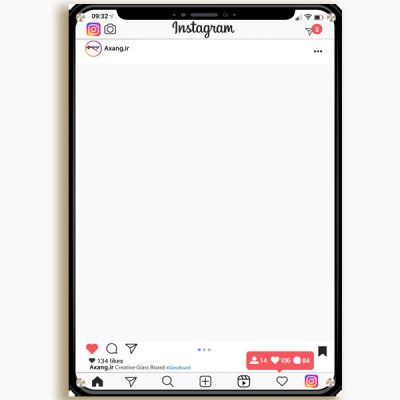 تخته وایت برد شیشه ای لاکوبل طرح اینستاگرام مدل LACOBEL-INSTA سایز 120x80 سانتی متر
