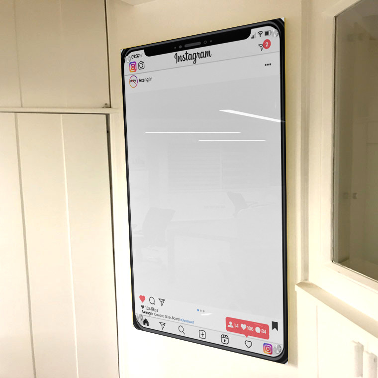 تخته وایت برد شیشه ای لاکوبل طرح اینستاگرام مدل LACOBEL-INSTA سایز 120x80 سانتی متر - تصویر 4